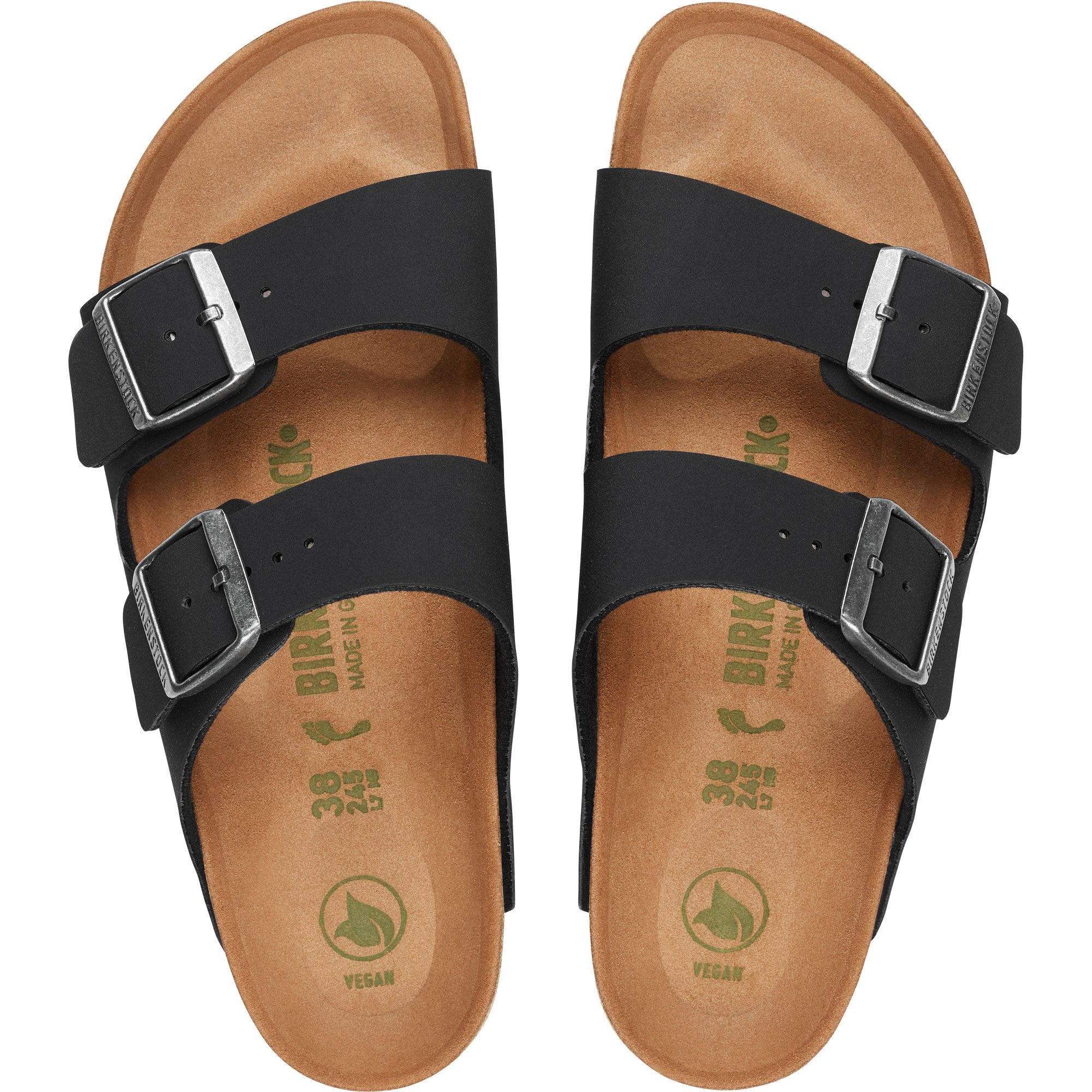 Birkenstock Arizona Vegan Birko Flor Nubuck Sandalen schwarz