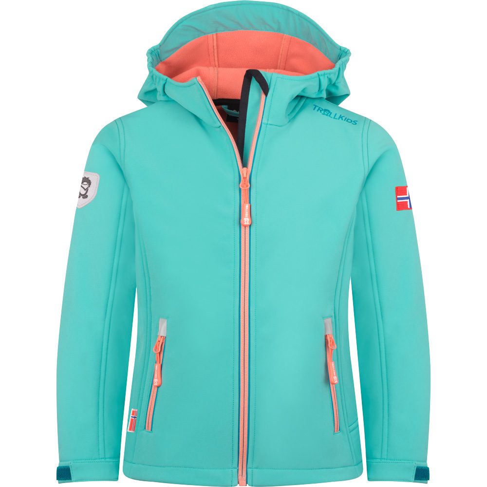 Trollfjord Softshelljacke Mädchen aqua haze