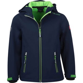 Trollkids - Trollfjord Softshell Jacket Kids navy light green