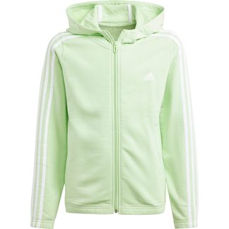 Essentials 3-Streifen Full-Zip Kapuzenjacke Mädchen semi green spark