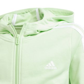 Essentials 3-Stripes Full-Zip Hoodie Girls semi green spark