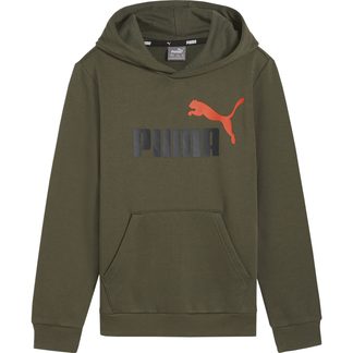 Puma - Essentials+ 2 Col Big Logo Fleece Hoodie Boys dark olive