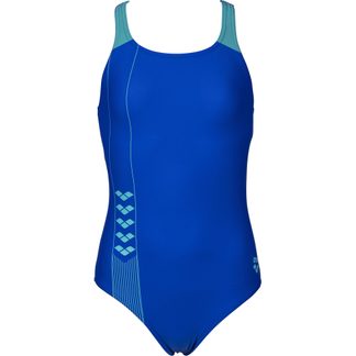 Linear Serigraphy Swimsuit Girls neon blue