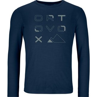 ORTOVOX - 185 Merino Brand Outline Longsleeve Herren deep ocean