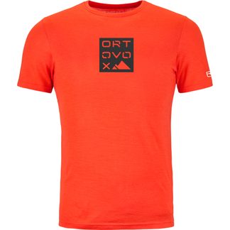 ORTOVOX - 185 Merino Square T-Shirt Herren hot orange