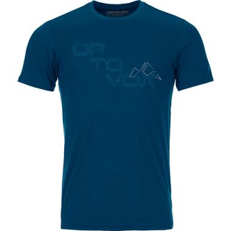 ORTOVOX - 185 Merino Tangram Logo T-Shirt Herren petrol blue