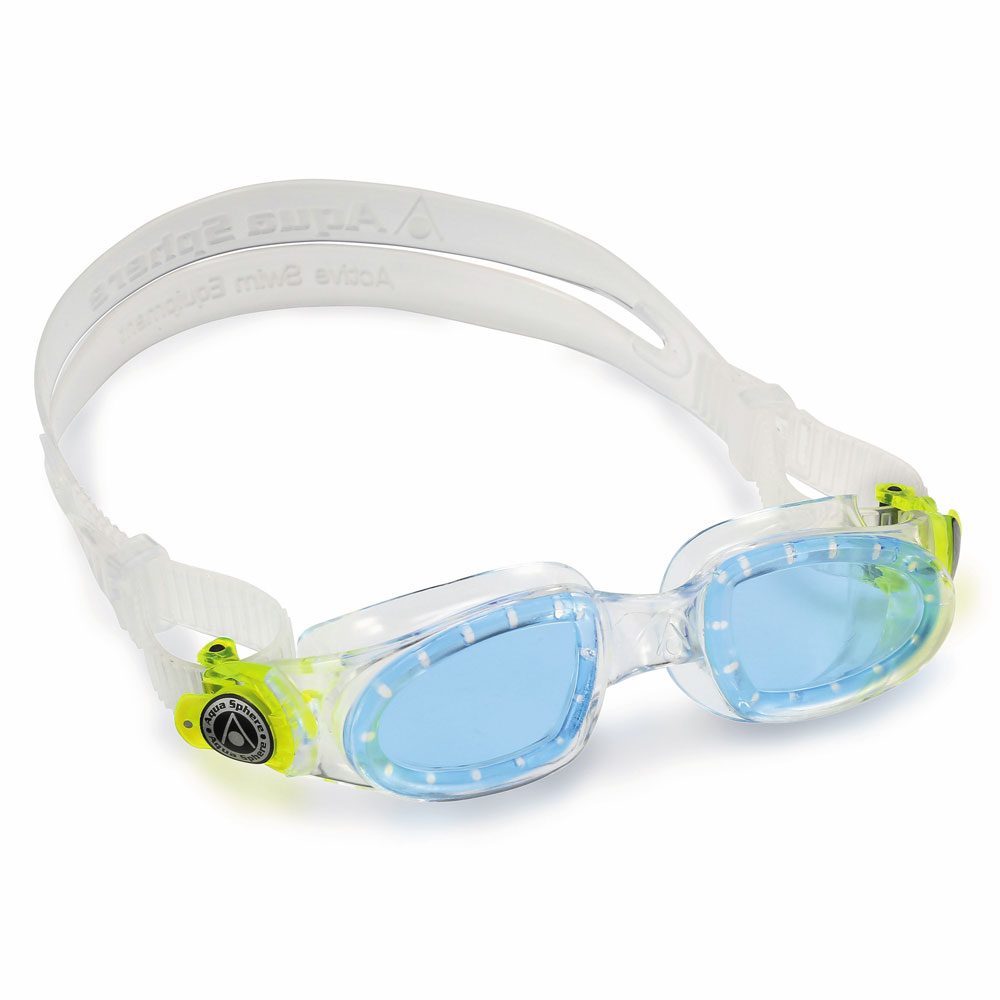 Aqua Sphere Mako Translucent Aqua Swim Goggles Clear Lenses 