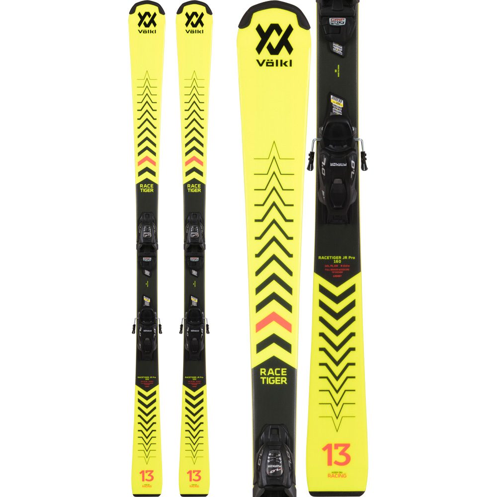 2022 Volkl Racetiger Yellow JR Skis w/ vMotion 7.0 Bindings 