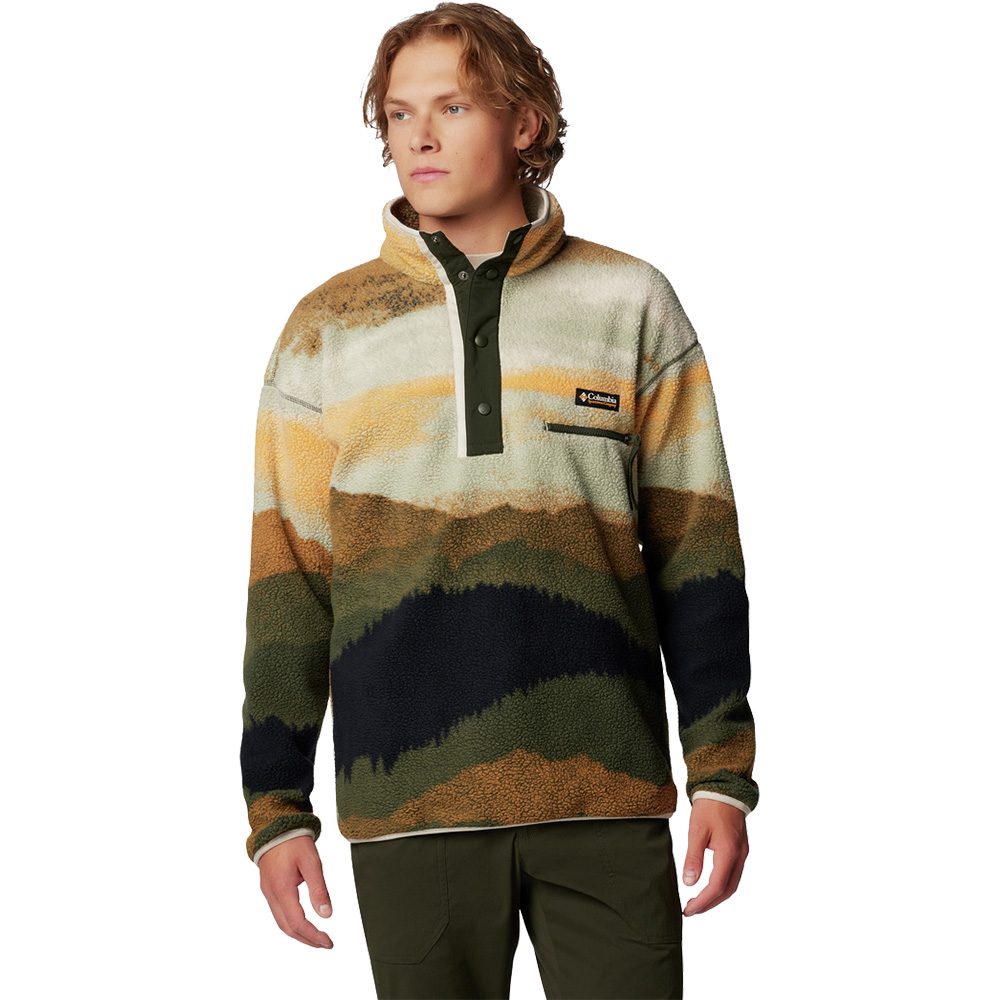 Columbia Helvetia II Printed Half Snap Fleece Pullover Men greenscape dolomites at Sport Bittl Shop