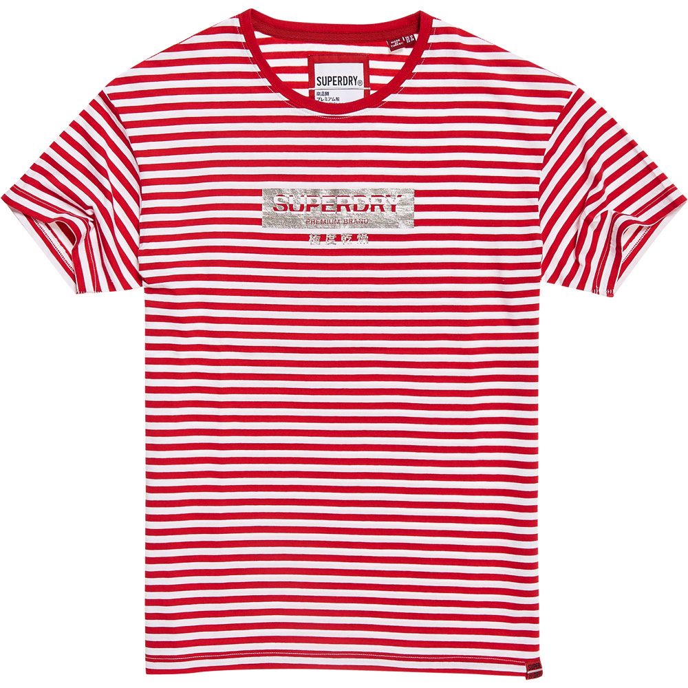 Minimal Logo Stripe Portland T-Shirt Damen nautical red