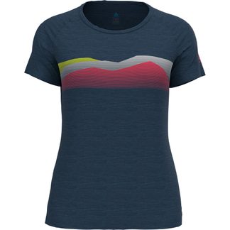 Odlo - Concord Season Print T-Shirt Damen blue wing teal melange
