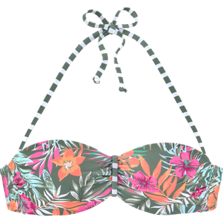 Lascana - Underwired Bandeau Bikini Top Women oliv flower