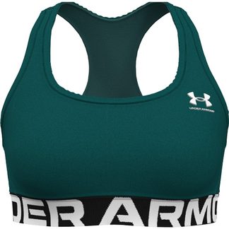 Under Armour - HeatGear® Authentics Mid Branded Sport BH Damen hydro teal