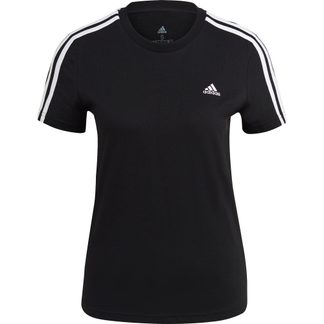 adidas - Loungewear Essentials Slim 3-Streifen T-Shirt Damen schwarz