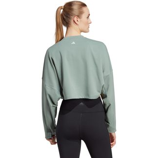 Yoga Studio Crop Sweatshirt Damen silver green